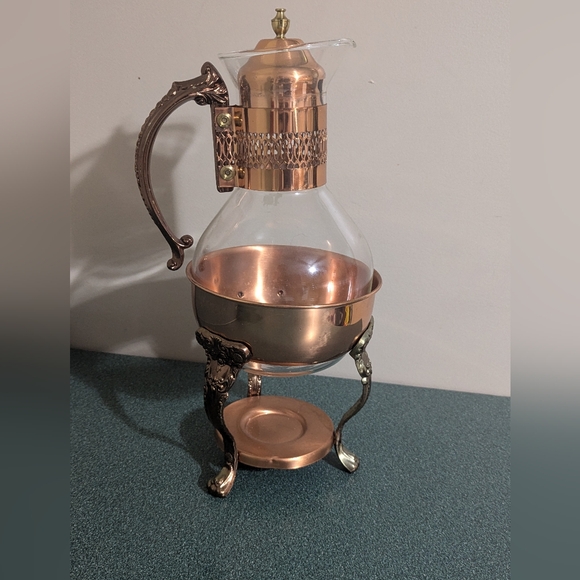 Copper coffee/tea warmer set - Picture 3 of 5
